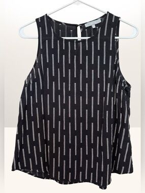 Casual Black Sleeveless Patterned Tank Top